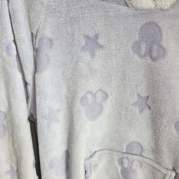 Disney Purple Sherpa Lines Hooded Robe with Mickey Mouse Pattern Size L - Picture 3 of 4